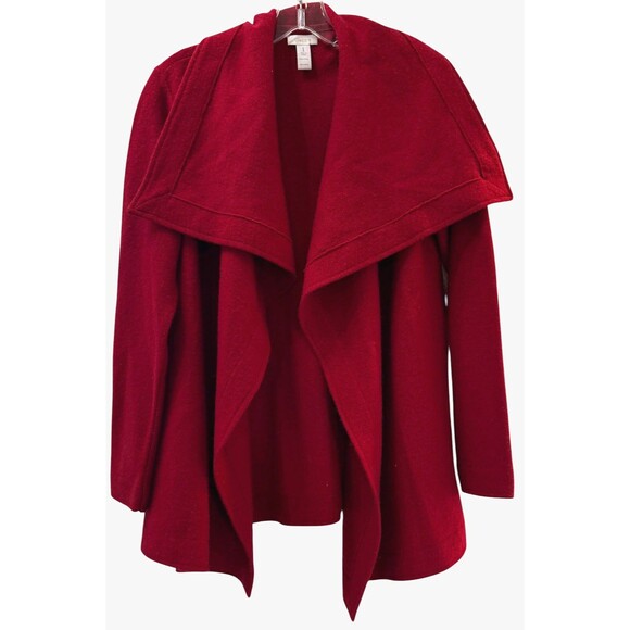 Chico's Jackets & Blazers - Chicos Razzie Red 100% Wool Open Front Cardigan Sweater Jacket Medium (1) 8/10